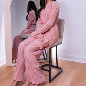 Modest Satin Plisse Set